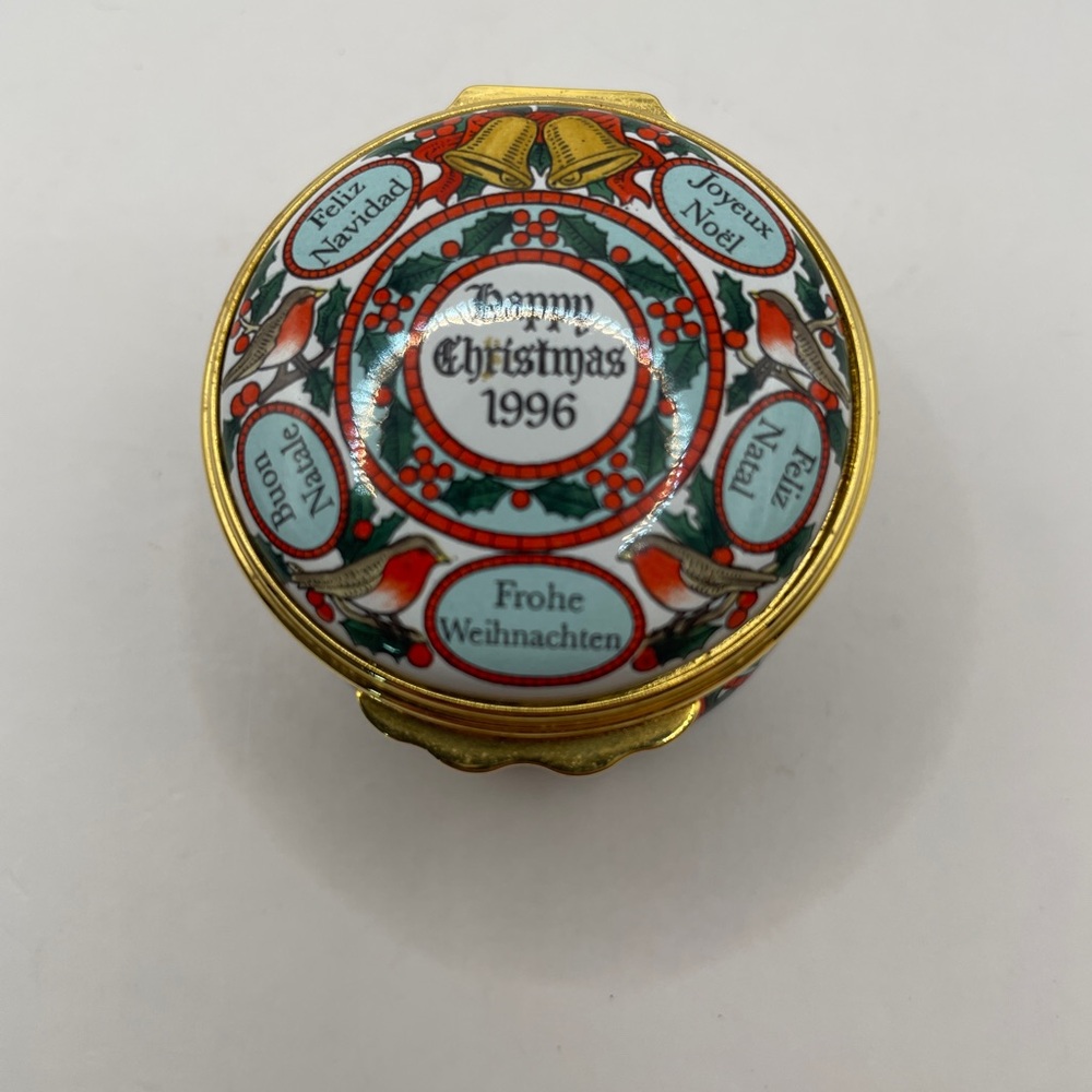 Festive Holiday Trinket Box - Gold and Red